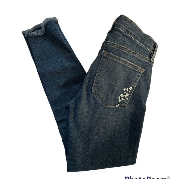 ANN TAYLOR LOFT EMBROIDERED MODERN SKINNY ANKLE JEANS, 2 (26) - Picture 4 of 6